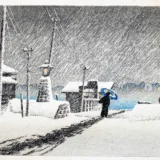 Hasui Kawase Snow at Tsukishima 1930 Japanese Art Print