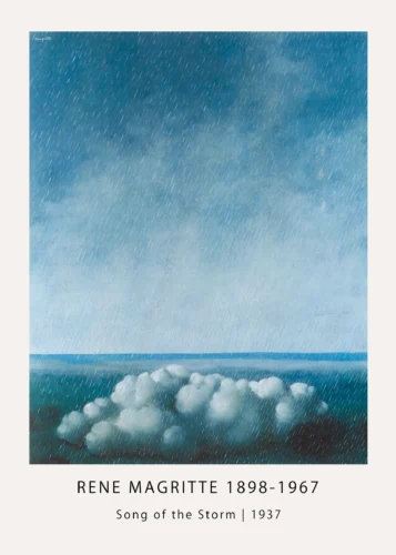 Song of the Storm Print, Magritte Surrealist Rain Wall Art Print