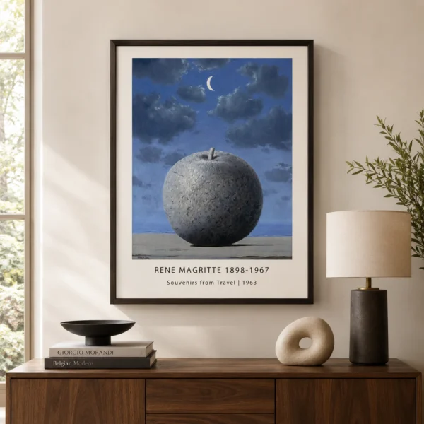 Souvenir de Voyage Print, Magritte Stone Apple Wall Art Print