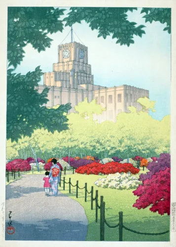 Hibiya Park Tokyo Japanese Woodblock Art Print by Kawase Hasui