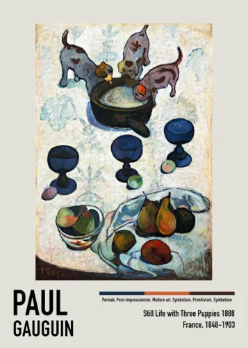 Paul Gauguin Still Life with Three Puppies Impressionist Art Print