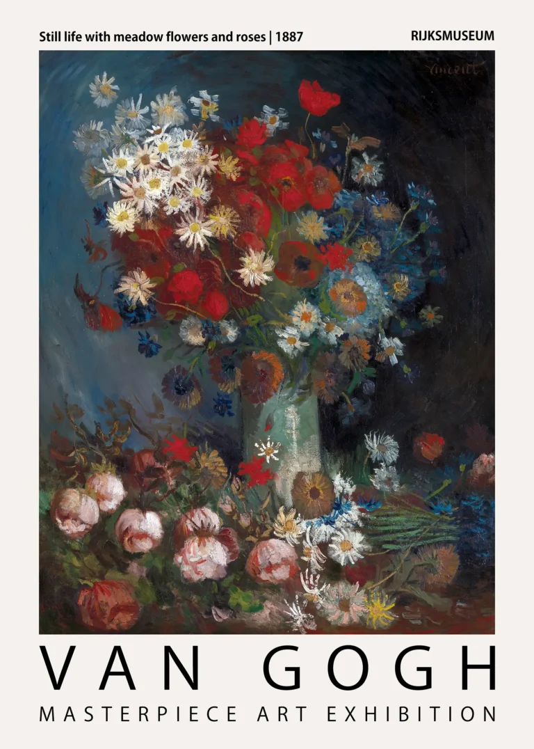 Van Gogh Still Life — vibrant 1887 Van Gogh still life featuring a lush bouquet of red