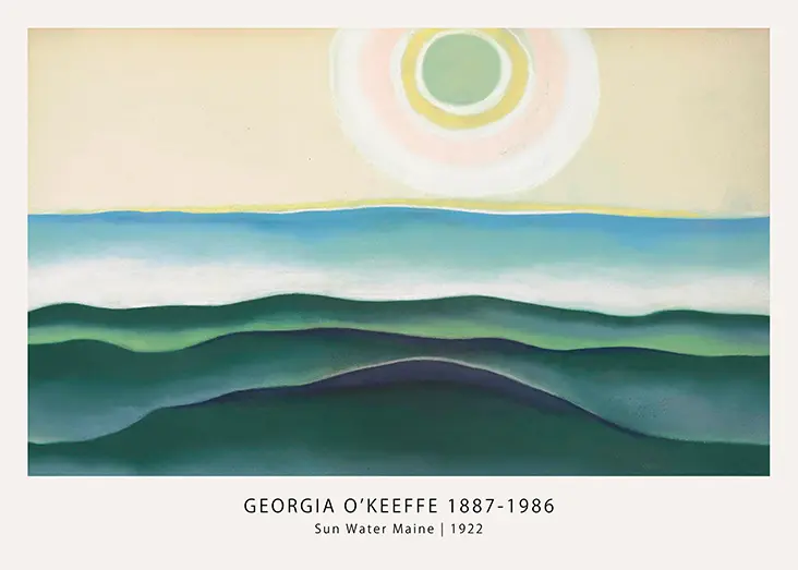 Authentic Sun Water Maine Print - Georgia O'Keeffe 1922 Abstract Wall Art