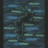 Jean Cocteau Tête Profil Vert Bleu 1940 Abstract Art Print