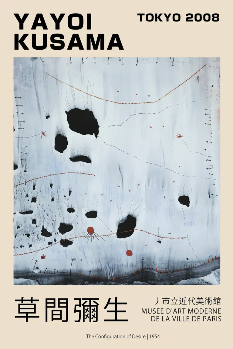 Yayoi Kusama Configuration Desire — this 1954 abstract composition by Yayoi Kusama features organic black