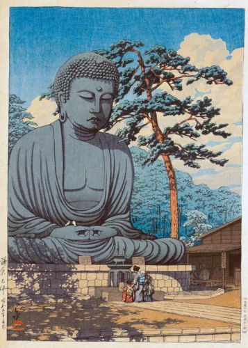 The Great Buddha at Kamakura Japanese Woodblock Art Print