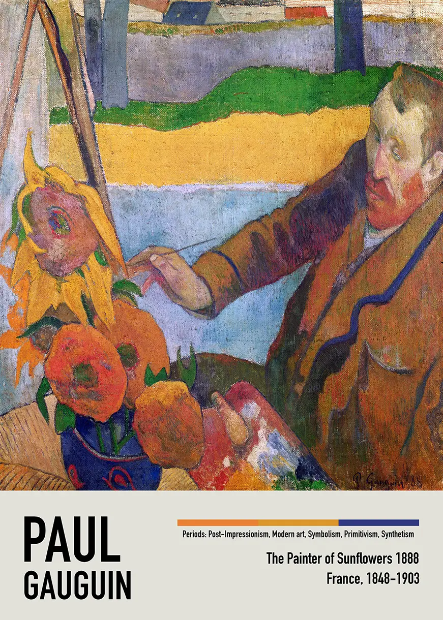 Exclusive The Painter Of Sunflowers - Paul Gauguin 1888 Fine Art Print The Painter Of Sunflowers By Paul Gauguin. A Post-Impressionist Painting Of Vincent Van Gogh At An Easel With Sunflowers.