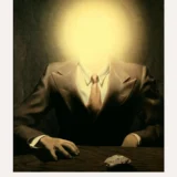 Magritte Pleasure Principle Print, Light Head Portrait Art