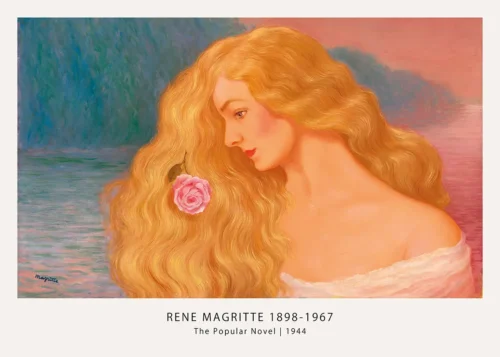 Popular Novel Print, Rene Magritte Rose Portrait Wall Art Print