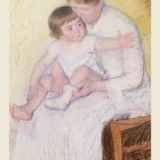 The Stocking by Mary Cassatt 1891, Impressionist Portrait Art Print
