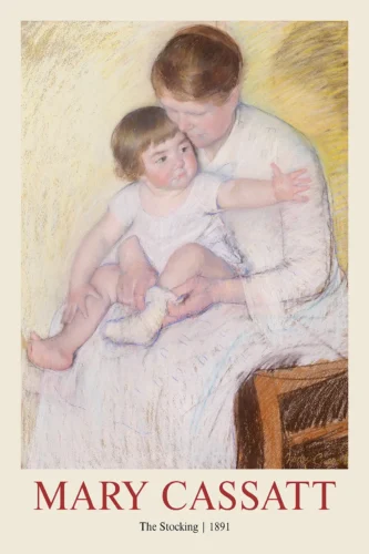The Stocking by Mary Cassatt 1891, Impressionist Portrait Art Print