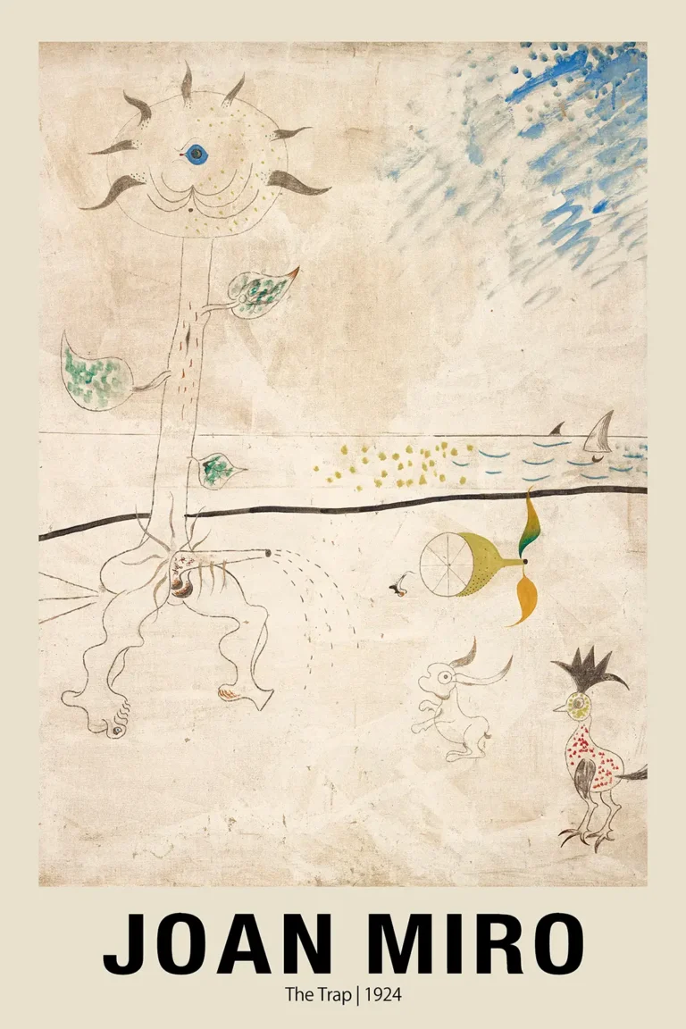 Joan Miro Trap 1924 — joan Miro's 1924 surrealist composition The Trap featuring abstract