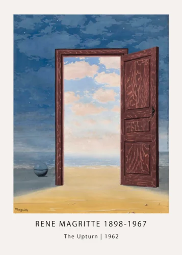 Magritte Door Poster, The Upturn Night and Day Wall Art Print