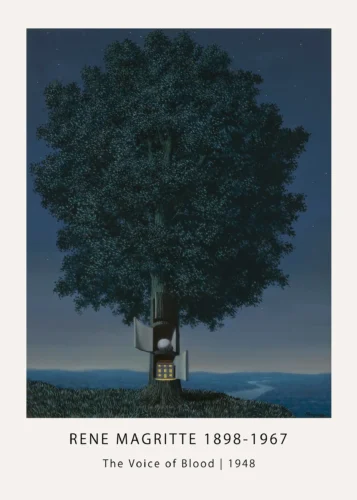 Voice of Blood Print, Magritte Tree House Surreal Wall Art Print