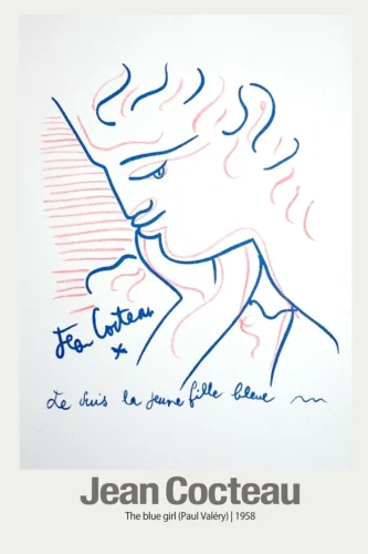 Jean Cocteau Blue Girl 1958, Paul Valéry Portrait Art Print