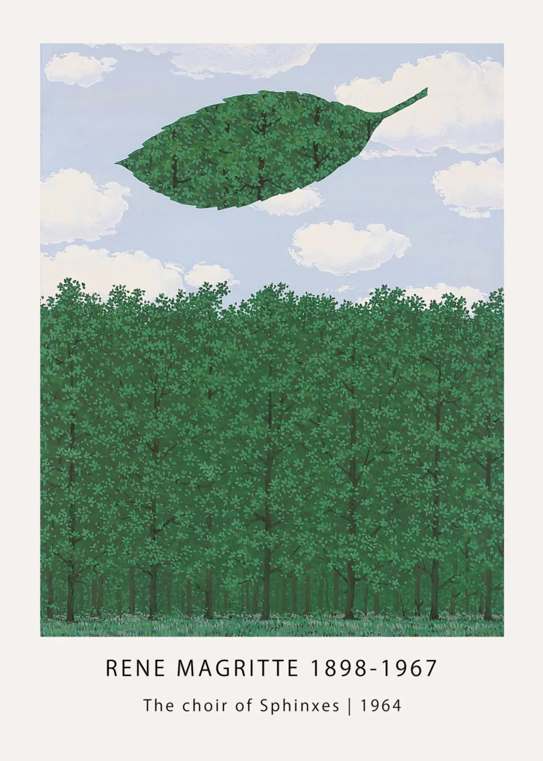 Choir Sphinxes — choir of Sphinxes print with a giant green leaf hovering above a dense