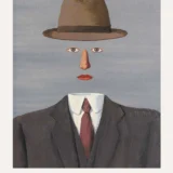 Baucis Landscape Print, Magritte Bowler Hat Wall Art Print