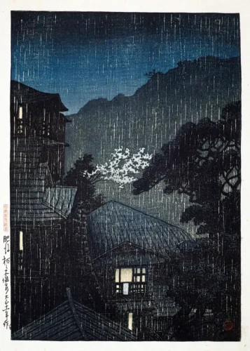 Tochinoki Hot Springs at Higo, Kawase Hasui Japanese Art Print