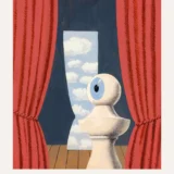 Magritte Shakespeare Poster, Red Curtain Surreal Wall Art Print