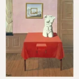 Magritte Torso Print, Two Torsos on Red Tables Surreal Art