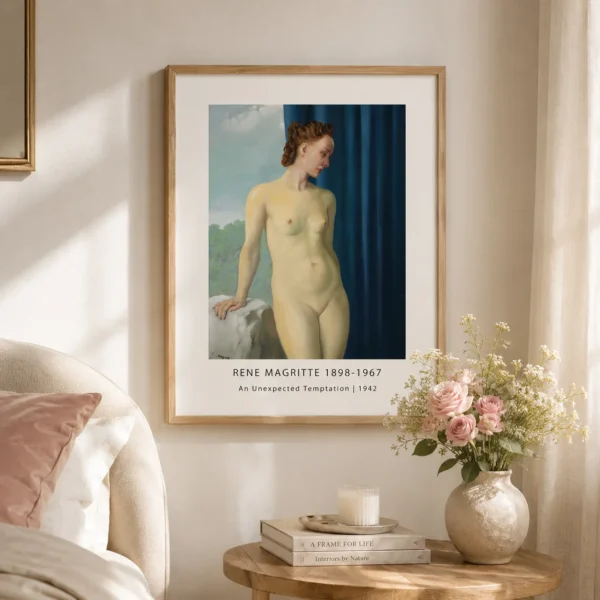 Unexpected Temptation Print, Magritte Figure Wall Art Print