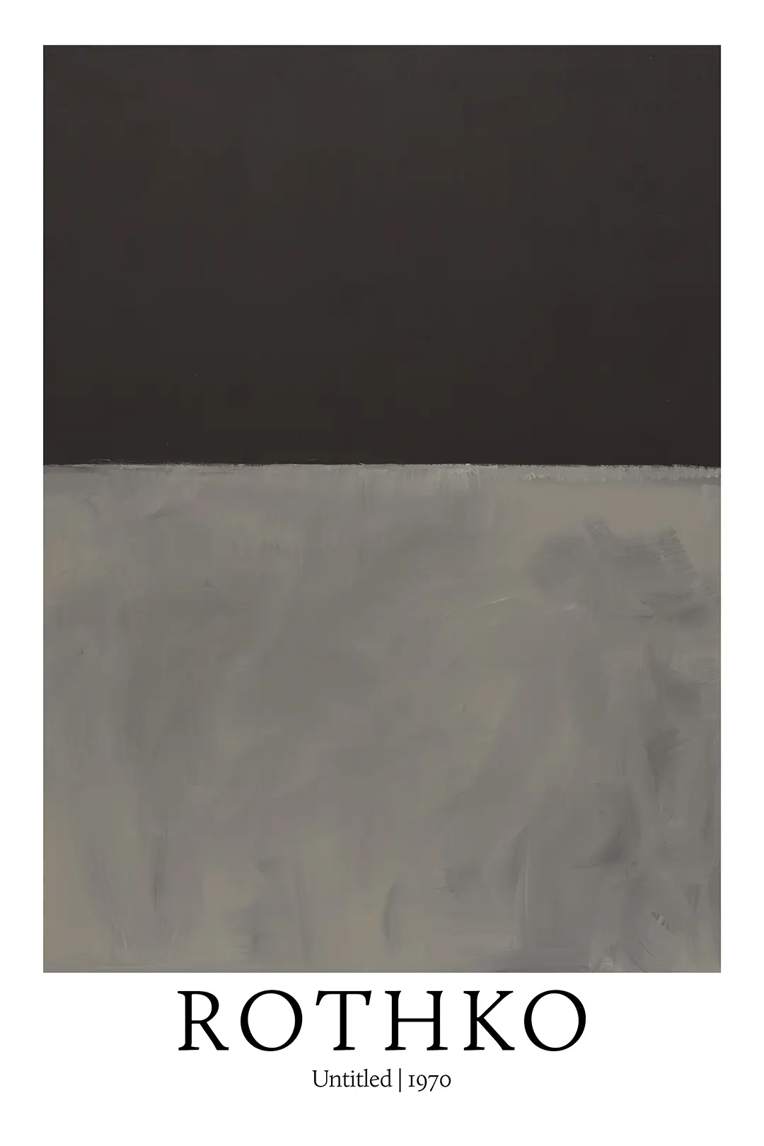 Authentic Rothko Abstract Print - Untitled 1970 Black And Grey Wall Art Rothko Abstract Print Featuring A Black And Grey Color Field Painting With 1970 Exhibition Text At The Bottom.