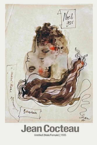 Jean Cocteau Untitled Male Female 1935 Vintage Art Print