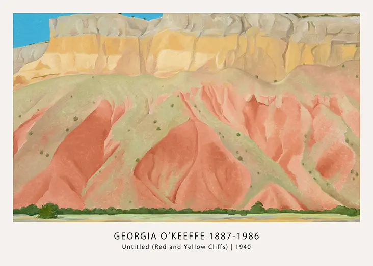 Classic Georgia O'Keeffe print - Untitled Red and Yellow Cliffs 1940 Art