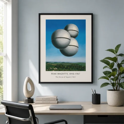 Voice of Space Print, Magritte Floating Bells Wall Art Print