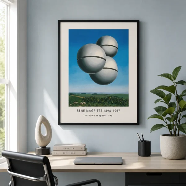 Voice of Space Print, Magritte Floating Bells Wall Art Print