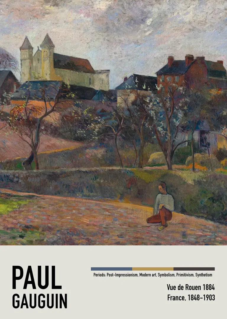 Paul Gauguin Vue Rouen — post-Impressionist landscape by Paul Gauguin featuring the city of