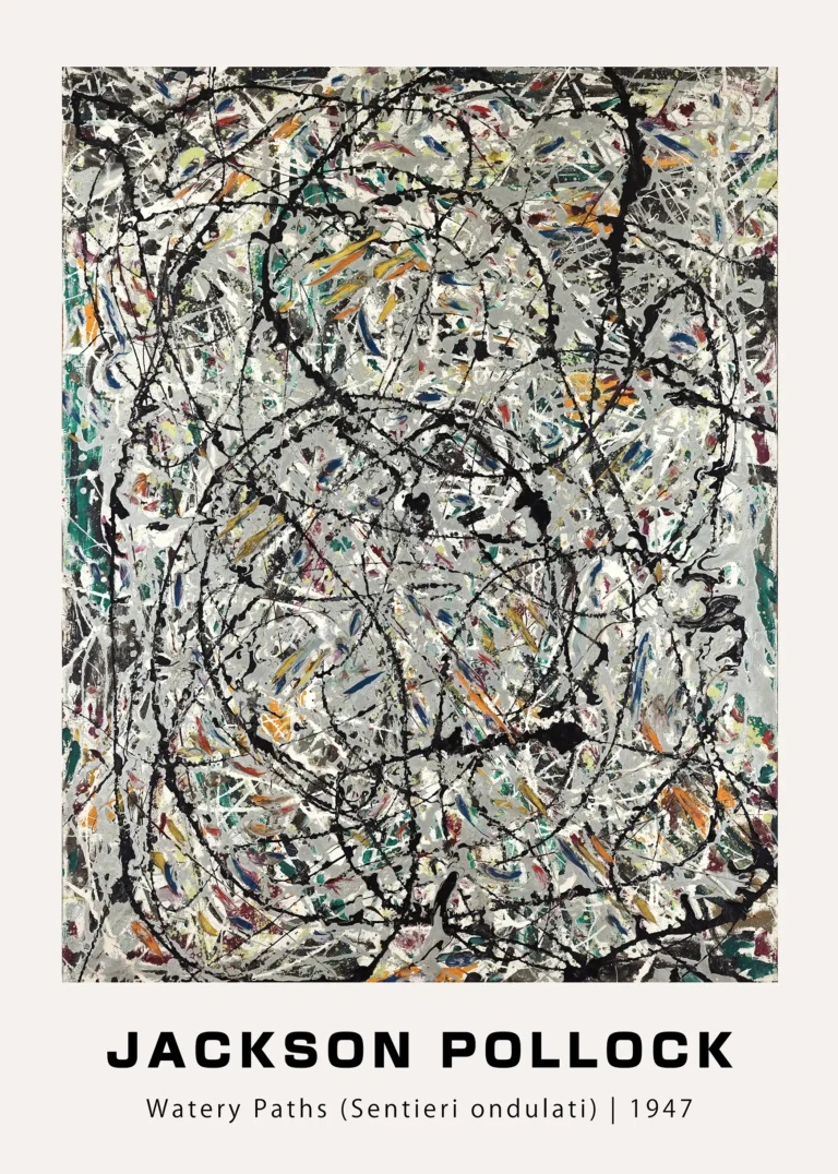 Jackson Pollock Watery Paths — masterful reproduction of Jackson Pollock's Watery Paths, featuring