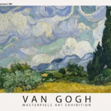 Van Gogh Wheat Field with Cypresses Exhibition Art Print