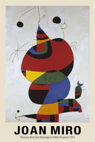 Joan Miro, Woman, Bird, Star (Homage to Pablo Picasso) 1973 Print