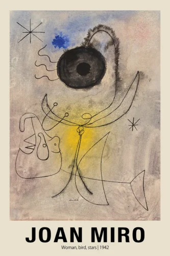 Joan Miró Woman Bird Stars 1942 Surrealist Art Print