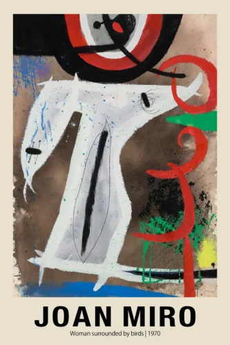 Joan Miró Woman Surrounded by Birds Abstract Exhibition Art Print