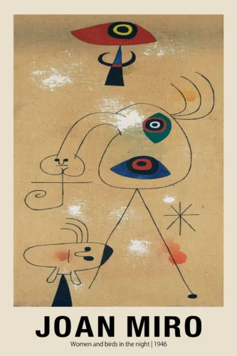 Joan Miro Women and Birds in the Night 1946 Modern Art Print
