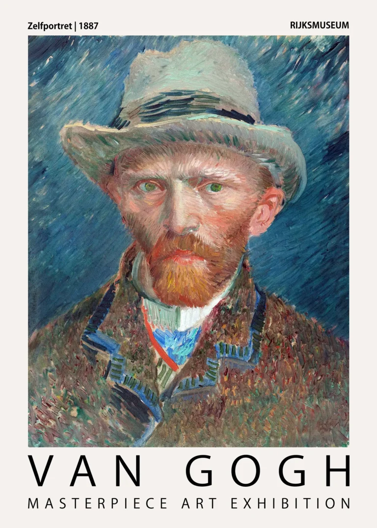Van Gogh Self-portrait Grey — vivid Van Gogh self-portrait featuring the artist in a grey felt hat