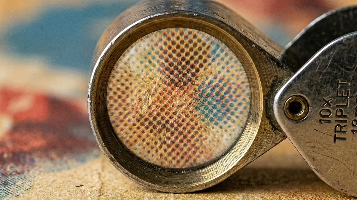 How To Authenticate Vintage Movie Posters: A Collector'S Guide 10X Loupe Magnifier Showing Cmyk Halftone Dots On Original Poster