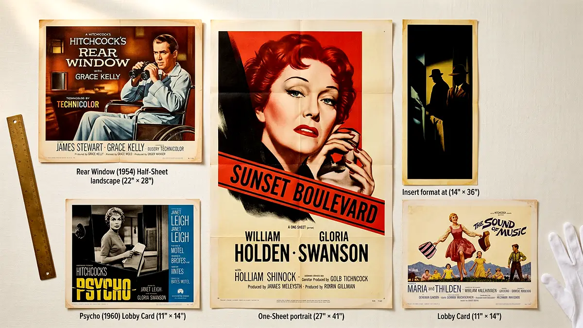 How To Authenticate Vintage Movie Posters: A Collector'S Guide Five Original Us Movie Poster Format Sizes Comparison Flat Lay