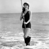 Ava Gardner Fishing at the Beach Black and White Photography Print