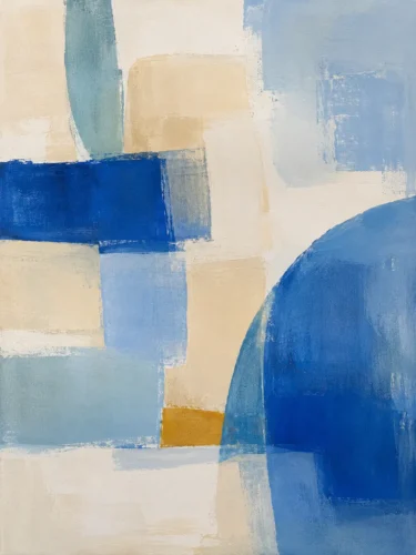 Blue Euphoria Blocks Geometric Abstract Expressionist Art Print