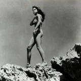 Brigitte Bardot Coastal Rock Black and White Photography Print