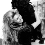 Brigitte Bardot and Cocker Spaniel Black and White Photography Print