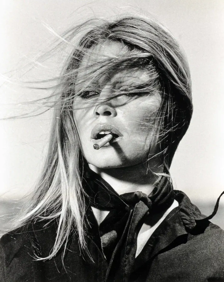 Brigitte Bardot Spain 1971 — high-contrast black and white photography print of Brigitte Bardot in