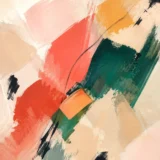 Coral and Green Collision Abstract Painterly Wall Art Print