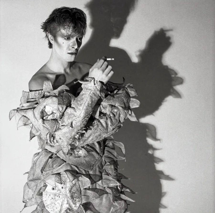 David Bowie Scary Monsters poster showing a Scary Monsters and Super Creeps long-shadow image from 1980 as David Bowie