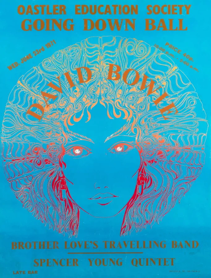 David Bowie UK concert poster showing a rare UK concert poster from 1971 as David Bowie themed wall art
