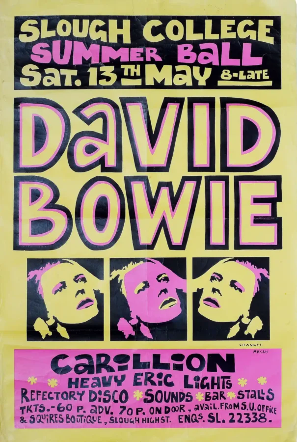 David Bowie early concert poster showing a rare early concert poster dated 13 May 1972 as David Bowie themed wall art