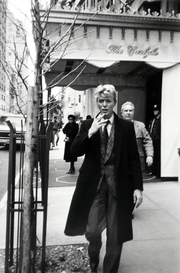 David Bowie Carlyle Hotel print showing a 1982 Carlyle Hotel New York image as David Bowie themed wall art